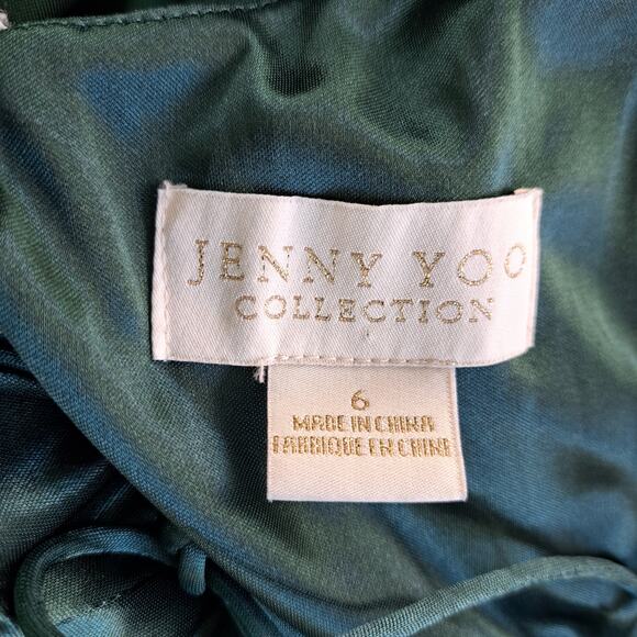 JENNY YOO BHLDN Ellis Flutter-Sleeve OpenBack Velvet Gown 6 Emerald Green Dress - Picture 6 of 14